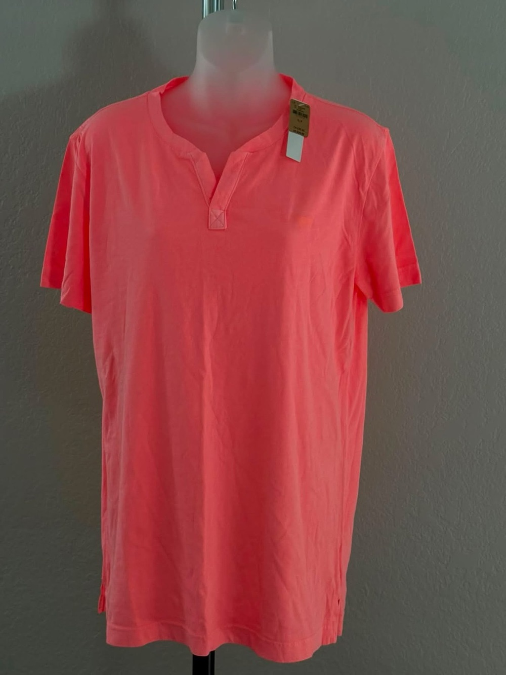 PINK Victoria's Secret Neon Coral Notch-Neck Short Sleeve Tee Oversized